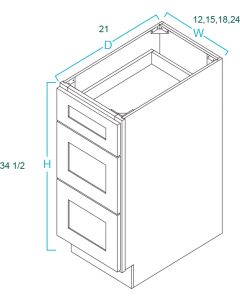 Drawer Base Vanities-White Shaker Cabinets