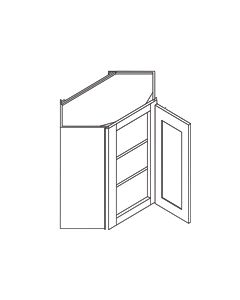 Wall Glass Door Diagonal Corner Cabinet-Grey Shaker Cabinets